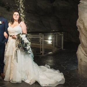 Tiered Floral Ball Gown Wedding Dress